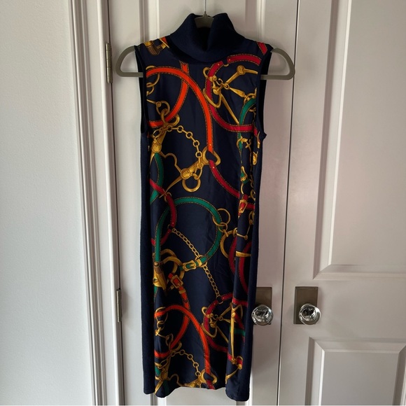 Lauren Ralph Lauren Silk and Wool Equestrian Print Sweater Dress size XS - Picture 2 of 8